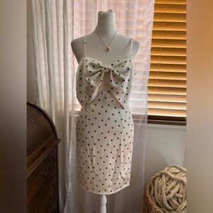 Elegant Polka Dot Dress - Cream and Black